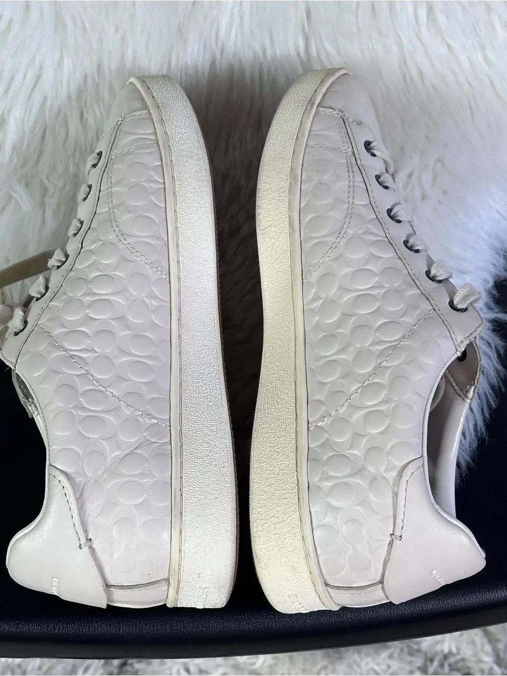 Coach Women's cream leather Signature Embossed Sneakers